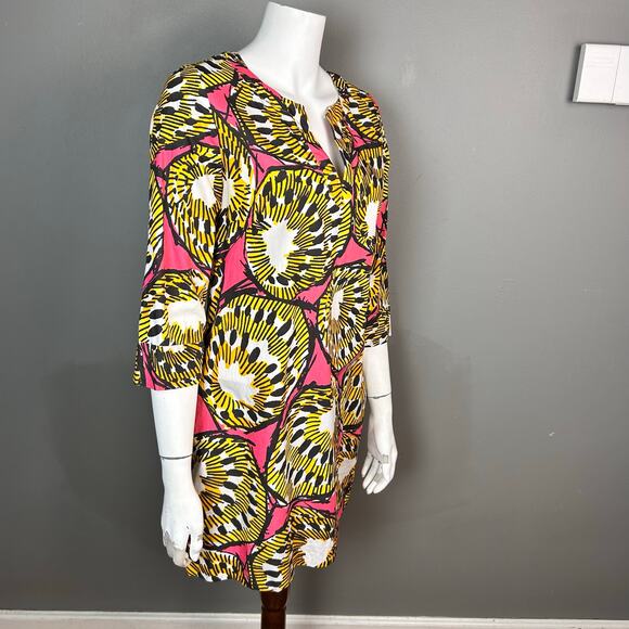 J Crew Tunic Dress Size  6 Pink Ratti Electric Kiwi Cotton Beach Coastal - Picture 5 of 10